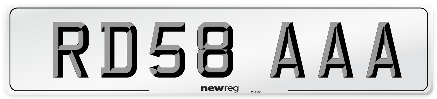 RD58 AAA Number Plate from New Reg
